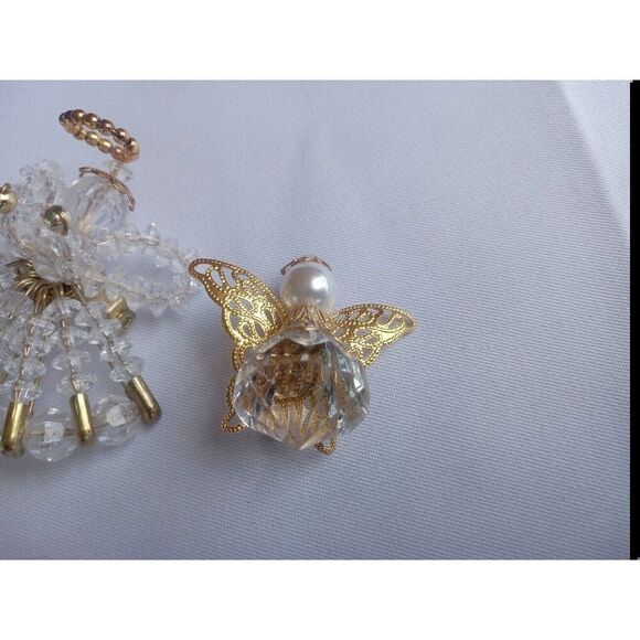 5/$25 (3) Goldtone Acrylic Bead Angel Pins Angel Of Purity Buttons + Safety Pin - Picture 2 of 5